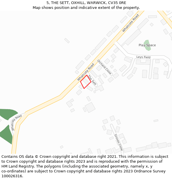 5, THE SETT, OXHILL, WARWICK, CV35 0RE: Location map and indicative extent of plot