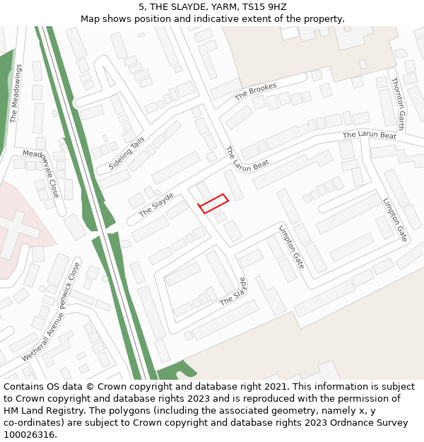 5, THE SLAYDE, YARM, TS15 9HZ: Location map and indicative extent of plot