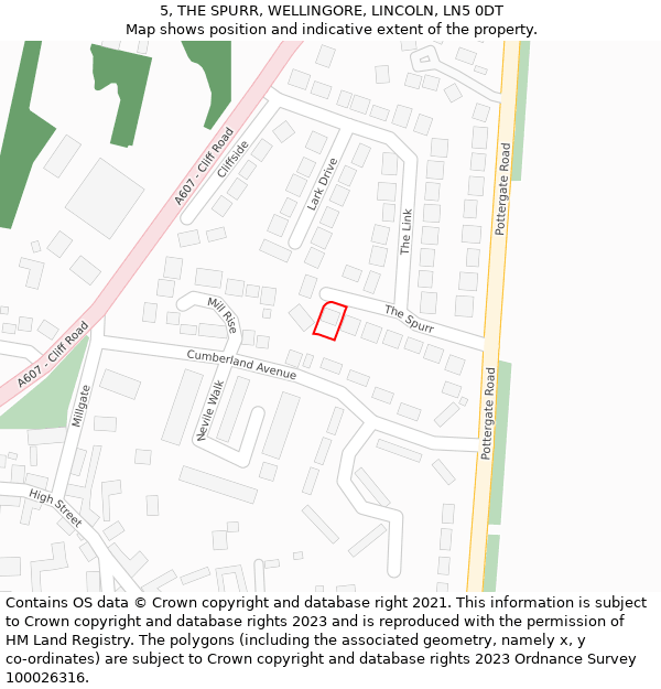 5, THE SPURR, WELLINGORE, LINCOLN, LN5 0DT: Location map and indicative extent of plot