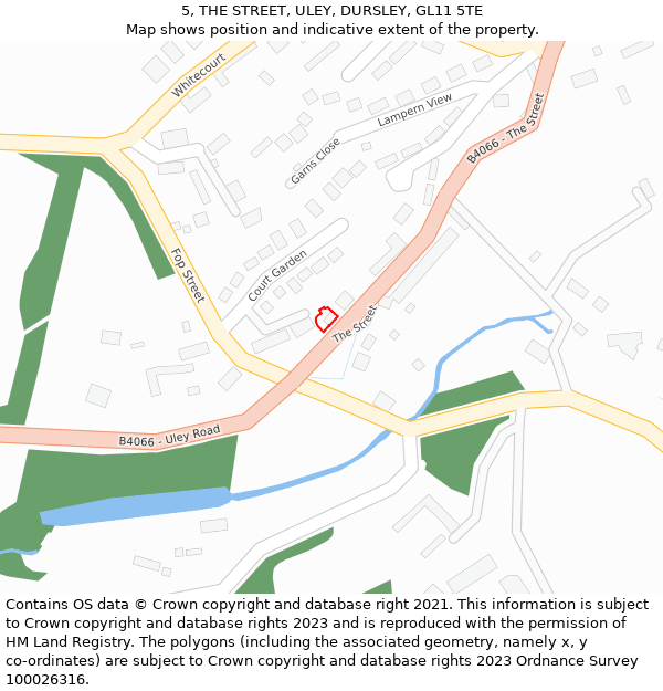 5, THE STREET, ULEY, DURSLEY, GL11 5TE: Location map and indicative extent of plot