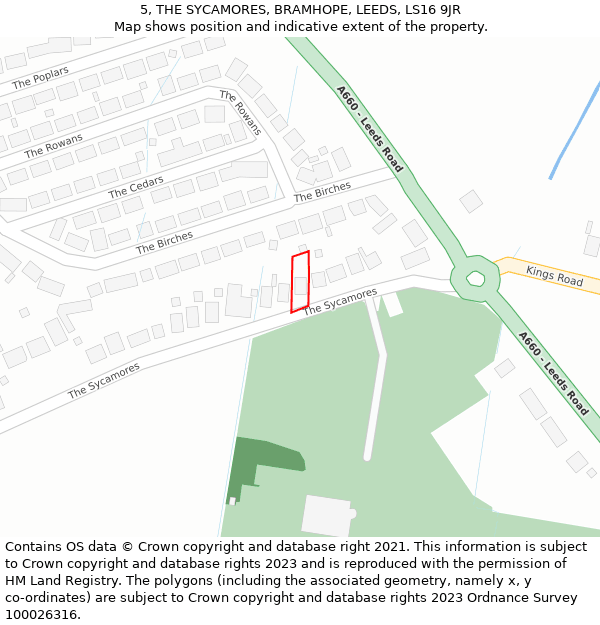 5, THE SYCAMORES, BRAMHOPE, LEEDS, LS16 9JR: Location map and indicative extent of plot