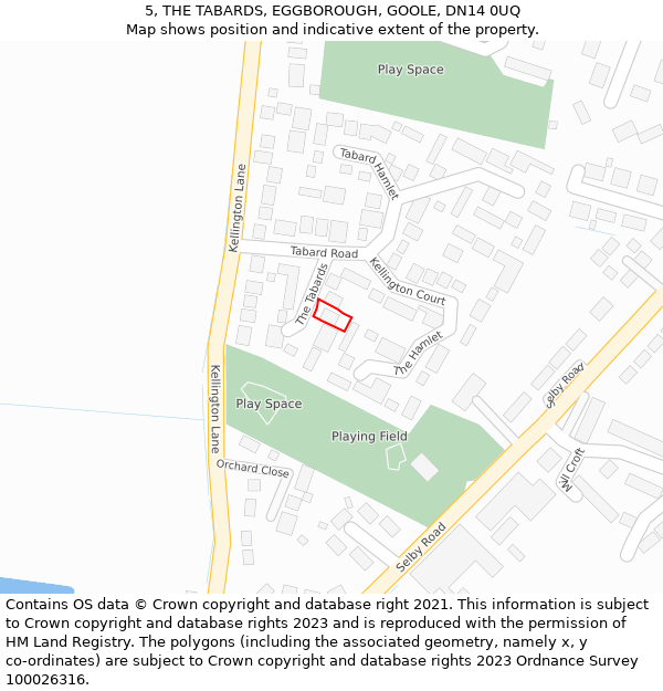 5, THE TABARDS, EGGBOROUGH, GOOLE, DN14 0UQ: Location map and indicative extent of plot