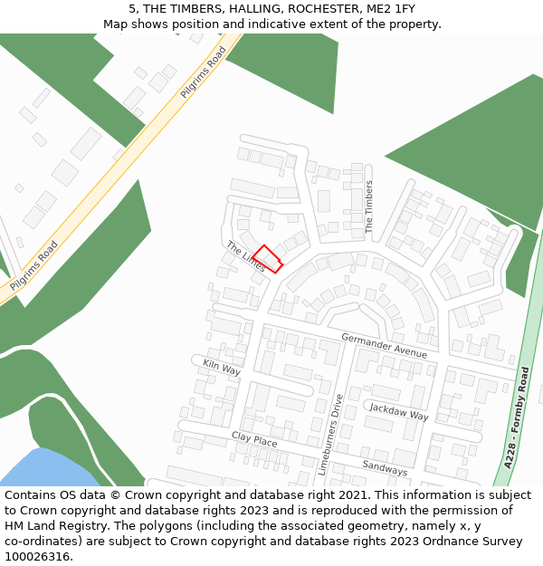 5, THE TIMBERS, HALLING, ROCHESTER, ME2 1FY: Location map and indicative extent of plot