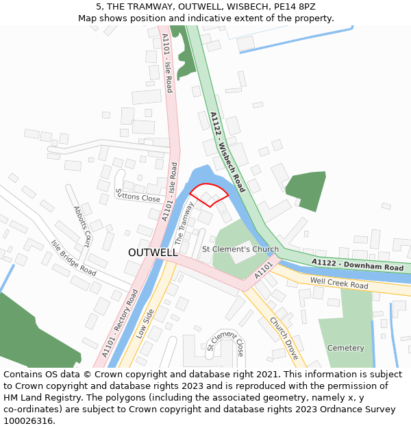 5, THE TRAMWAY, OUTWELL, WISBECH, PE14 8PZ: Location map and indicative extent of plot