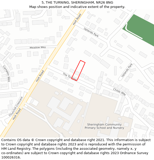 5, THE TURNING, SHERINGHAM, NR26 8NG: Location map and indicative extent of plot