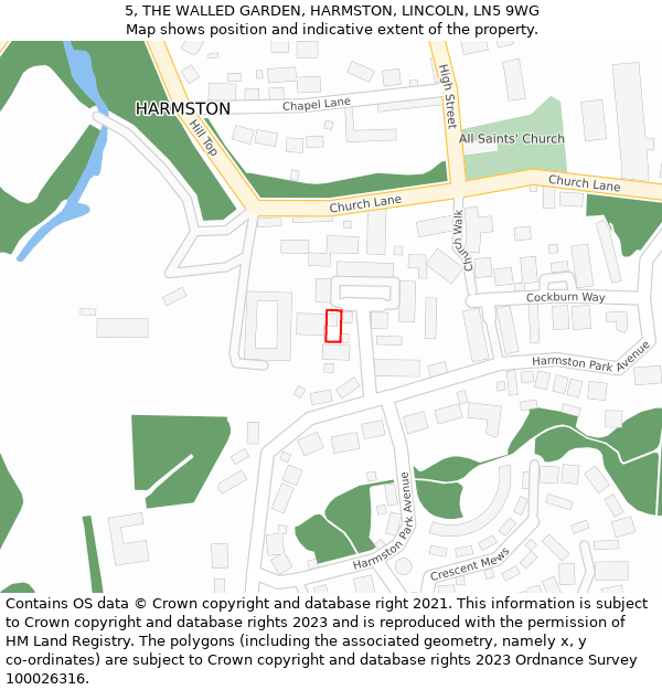 5, THE WALLED GARDEN, HARMSTON, LINCOLN, LN5 9WG: Location map and indicative extent of plot