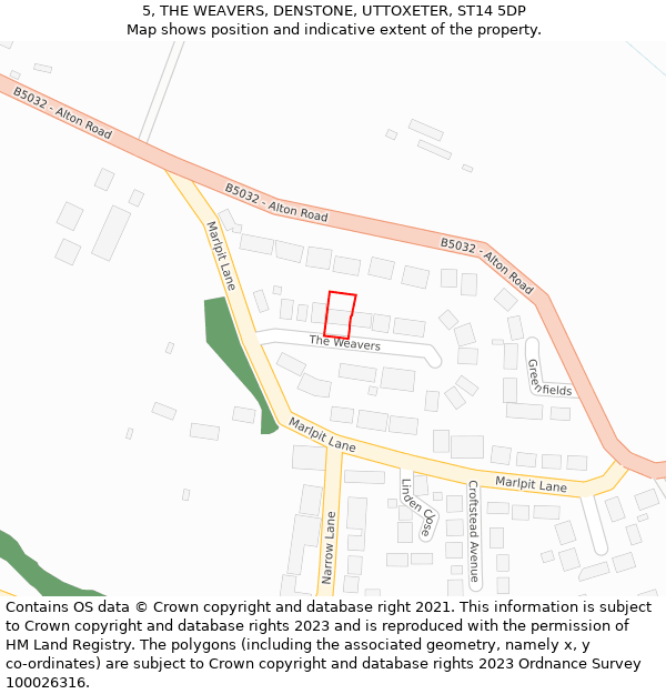 5, THE WEAVERS, DENSTONE, UTTOXETER, ST14 5DP: Location map and indicative extent of plot