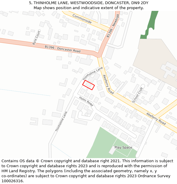 5, THINHOLME LANE, WESTWOODSIDE, DONCASTER, DN9 2DY: Location map and indicative extent of plot