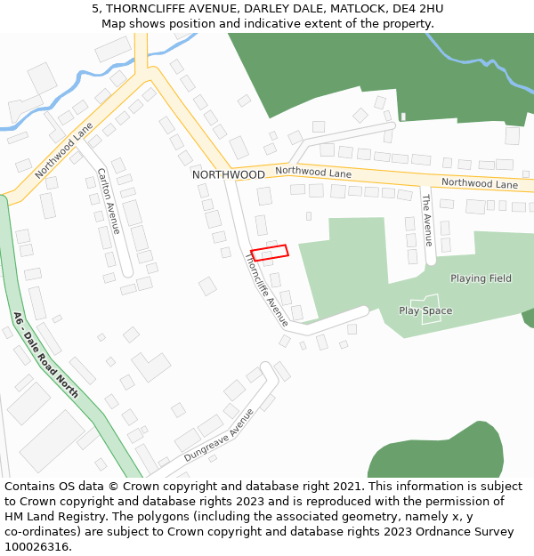 5, THORNCLIFFE AVENUE, DARLEY DALE, MATLOCK, DE4 2HU: Location map and indicative extent of plot