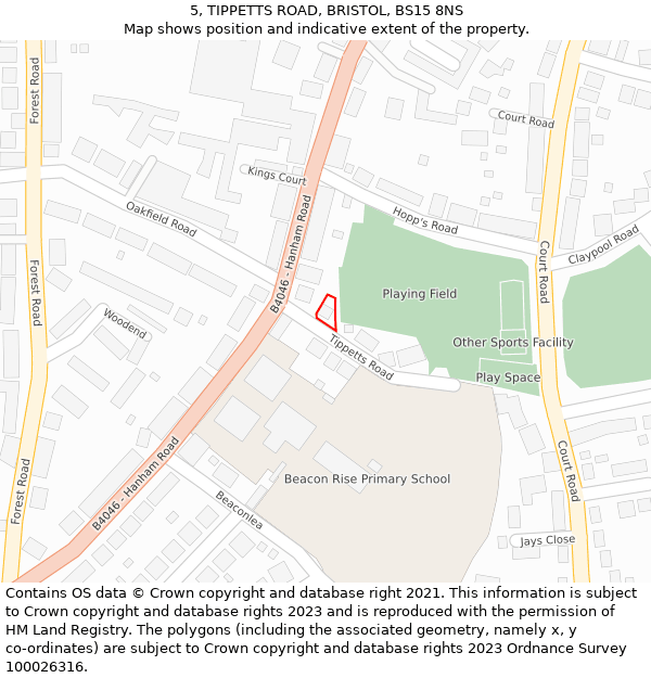 5, TIPPETTS ROAD, BRISTOL, BS15 8NS: Location map and indicative extent of plot