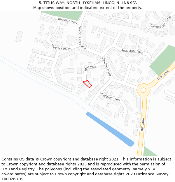 5, TITUS WAY, NORTH HYKEHAM, LINCOLN, LN6 9FA: Location map and indicative extent of plot