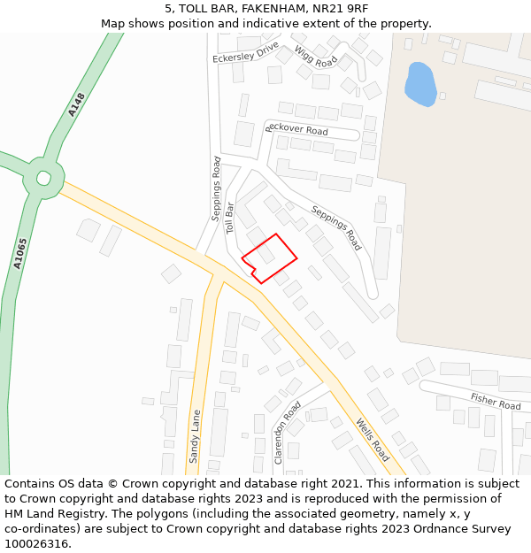 5, TOLL BAR, FAKENHAM, NR21 9RF: Location map and indicative extent of plot