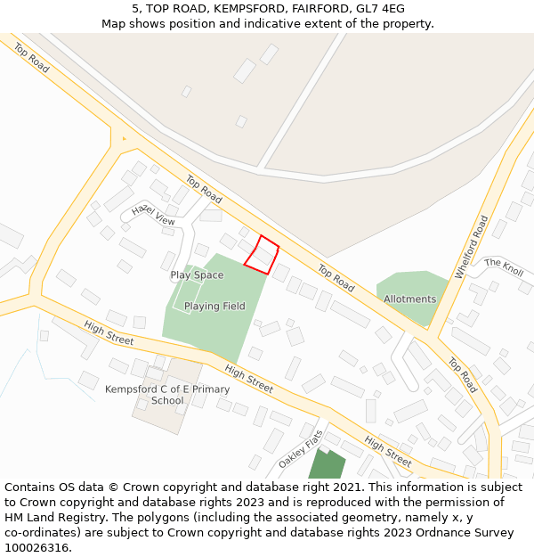 5, TOP ROAD, KEMPSFORD, FAIRFORD, GL7 4EG: Location map and indicative extent of plot