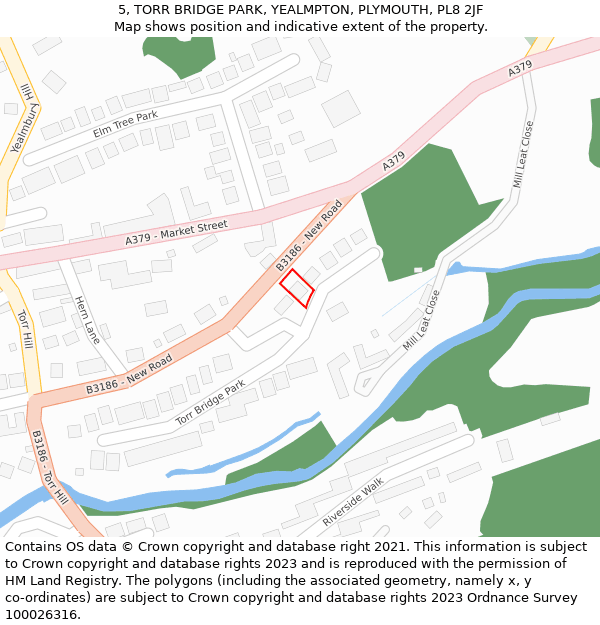 5, TORR BRIDGE PARK, YEALMPTON, PLYMOUTH, PL8 2JF: Location map and indicative extent of plot