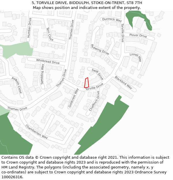 5, TORVILLE DRIVE, BIDDULPH, STOKE-ON-TRENT, ST8 7TH: Location map and indicative extent of plot