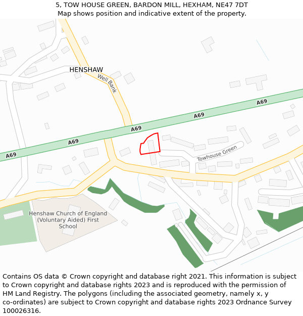 5, TOW HOUSE GREEN, BARDON MILL, HEXHAM, NE47 7DT: Location map and indicative extent of plot