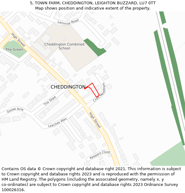 5, TOWN FARM, CHEDDINGTON, LEIGHTON BUZZARD, LU7 0TT: Location map and indicative extent of plot