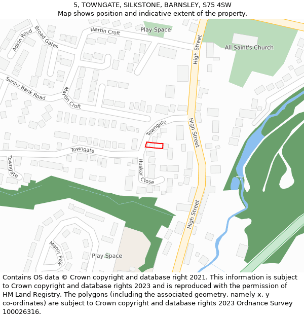 5, TOWNGATE, SILKSTONE, BARNSLEY, S75 4SW: Location map and indicative extent of plot