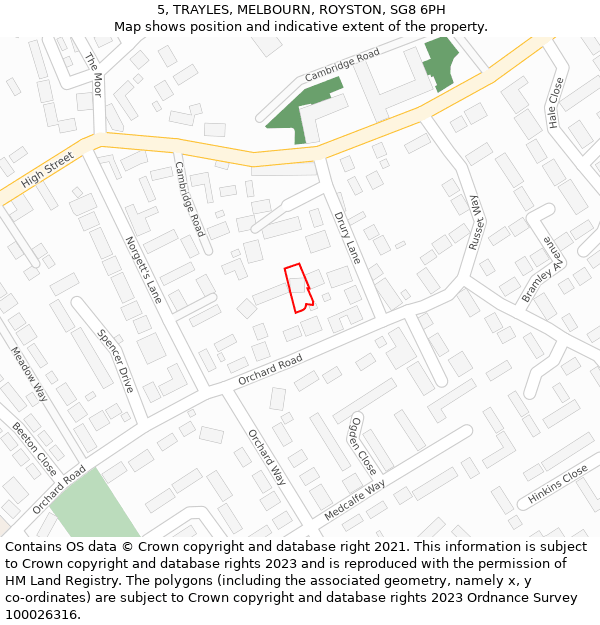 5, TRAYLES, MELBOURN, ROYSTON, SG8 6PH: Location map and indicative extent of plot