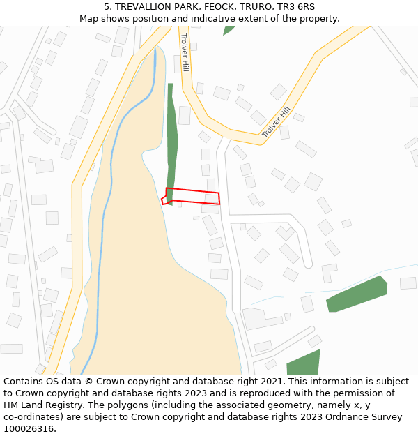 5, TREVALLION PARK, FEOCK, TRURO, TR3 6RS: Location map and indicative extent of plot