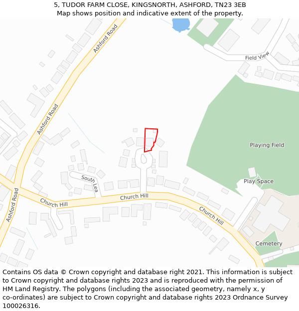 5, TUDOR FARM CLOSE, KINGSNORTH, ASHFORD, TN23 3EB: Location map and indicative extent of plot