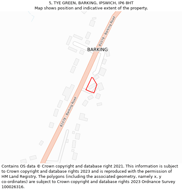 5, TYE GREEN, BARKING, IPSWICH, IP6 8HT: Location map and indicative extent of plot