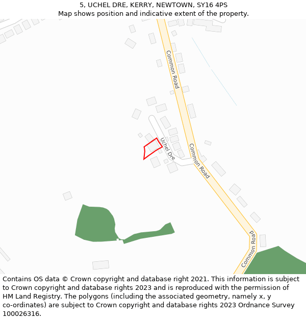 5, UCHEL DRE, KERRY, NEWTOWN, SY16 4PS: Location map and indicative extent of plot