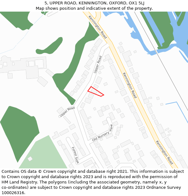 5, UPPER ROAD, KENNINGTON, OXFORD, OX1 5LJ: Location map and indicative extent of plot