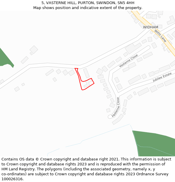 5, VASTERNE HILL, PURTON, SWINDON, SN5 4HH: Location map and indicative extent of plot