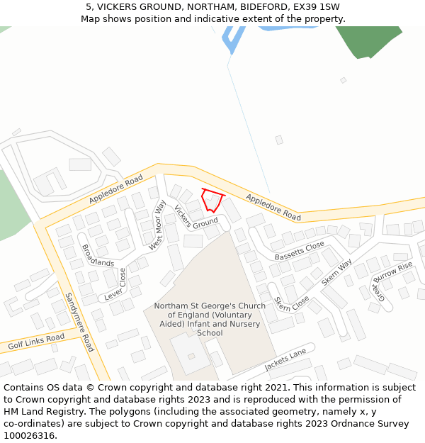 5, VICKERS GROUND, NORTHAM, BIDEFORD, EX39 1SW: Location map and indicative extent of plot