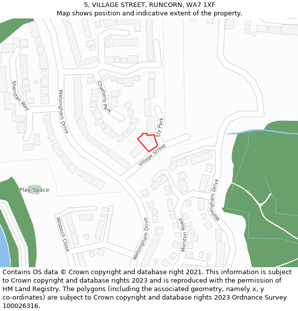 5, VILLAGE STREET, RUNCORN, WA7 1XF: Location map and indicative extent of plot