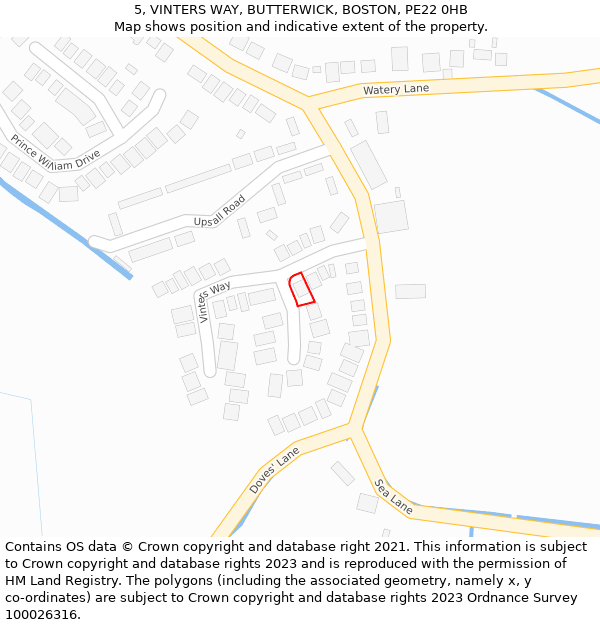 5, VINTERS WAY, BUTTERWICK, BOSTON, PE22 0HB: Location map and indicative extent of plot