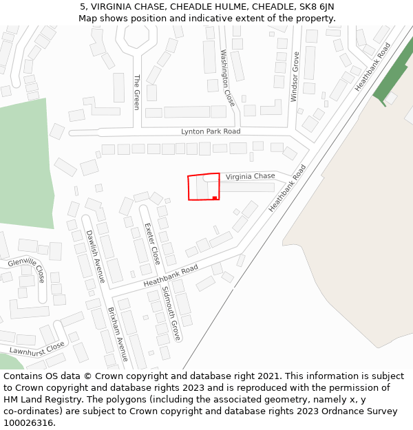5, VIRGINIA CHASE, CHEADLE HULME, CHEADLE, SK8 6JN: Location map and indicative extent of plot