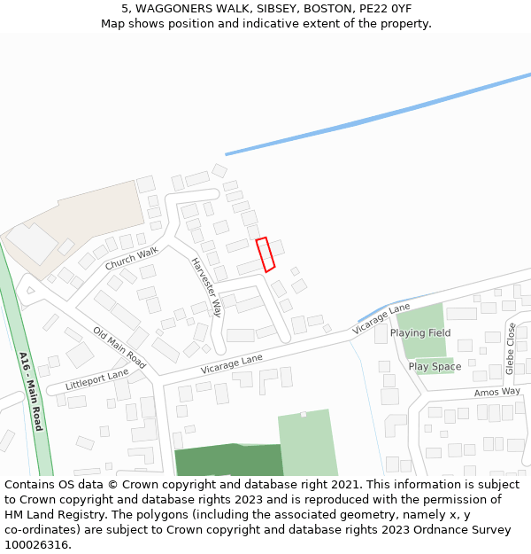 5, WAGGONERS WALK, SIBSEY, BOSTON, PE22 0YF: Location map and indicative extent of plot