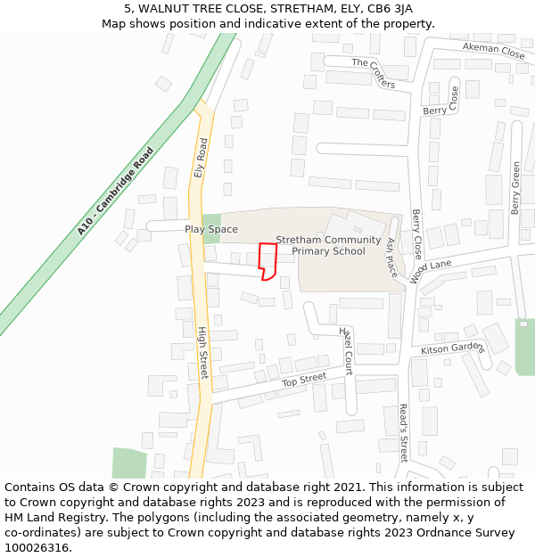 5, WALNUT TREE CLOSE, STRETHAM, ELY, CB6 3JA: Location map and indicative extent of plot