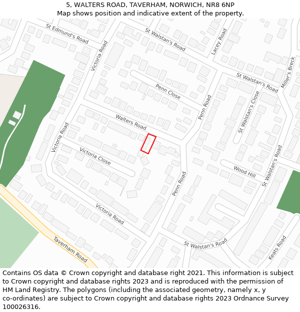 5, WALTERS ROAD, TAVERHAM, NORWICH, NR8 6NP: Location map and indicative extent of plot