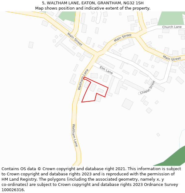 5, WALTHAM LANE, EATON, GRANTHAM, NG32 1SH: Location map and indicative extent of plot