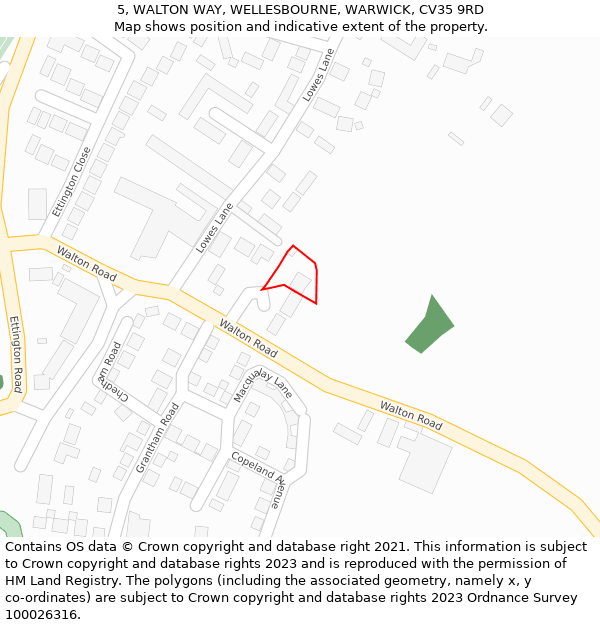 5, WALTON WAY, WELLESBOURNE, WARWICK, CV35 9RD: Location map and indicative extent of plot