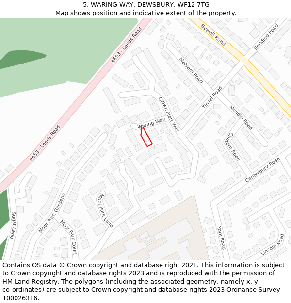 5, WARING WAY, DEWSBURY, WF12 7TG: Location map and indicative extent of plot