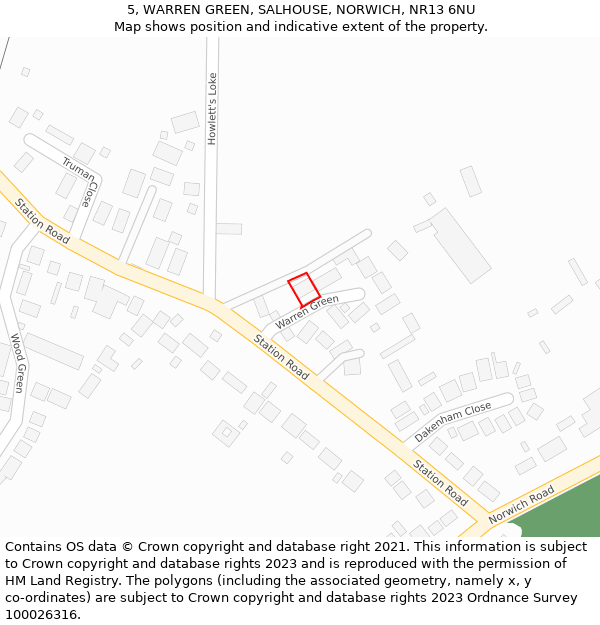 5, WARREN GREEN, SALHOUSE, NORWICH, NR13 6NU: Location map and indicative extent of plot