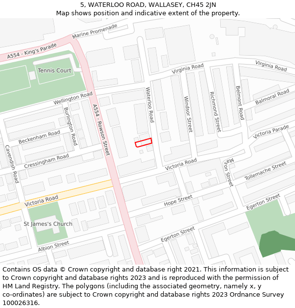 5, WATERLOO ROAD, WALLASEY, CH45 2JN: Location map and indicative extent of plot