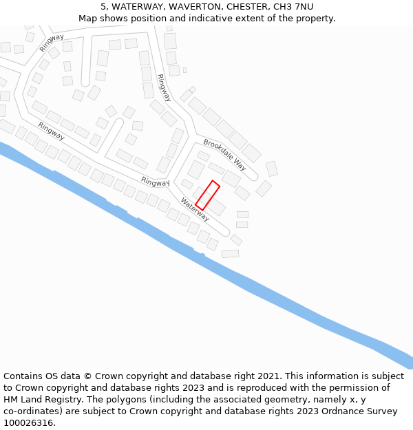 5, WATERWAY, WAVERTON, CHESTER, CH3 7NU: Location map and indicative extent of plot