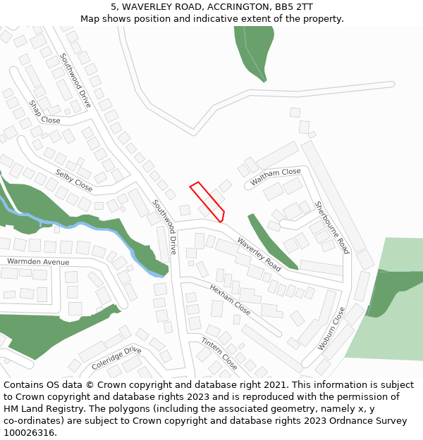 5, WAVERLEY ROAD, ACCRINGTON, BB5 2TT: Location map and indicative extent of plot