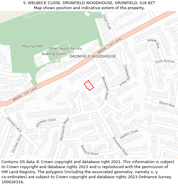 5, WELBECK CLOSE, DRONFIELD WOODHOUSE, DRONFIELD, S18 8ZT: Location map and indicative extent of plot