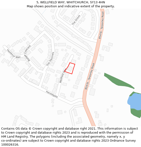 5, WELLFIELD WAY, WHITCHURCH, SY13 4HN: Location map and indicative extent of plot