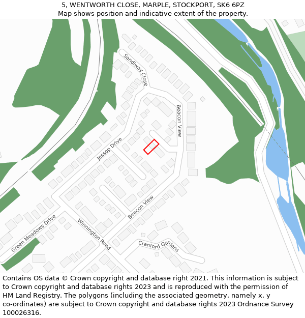 5, WENTWORTH CLOSE, MARPLE, STOCKPORT, SK6 6PZ: Location map and indicative extent of plot