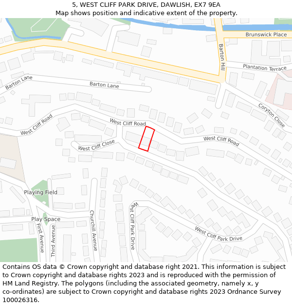 5, WEST CLIFF PARK DRIVE, DAWLISH, EX7 9EA: Location map and indicative extent of plot