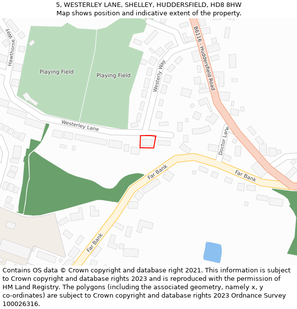 5, WESTERLEY LANE, SHELLEY, HUDDERSFIELD, HD8 8HW: Location map and indicative extent of plot