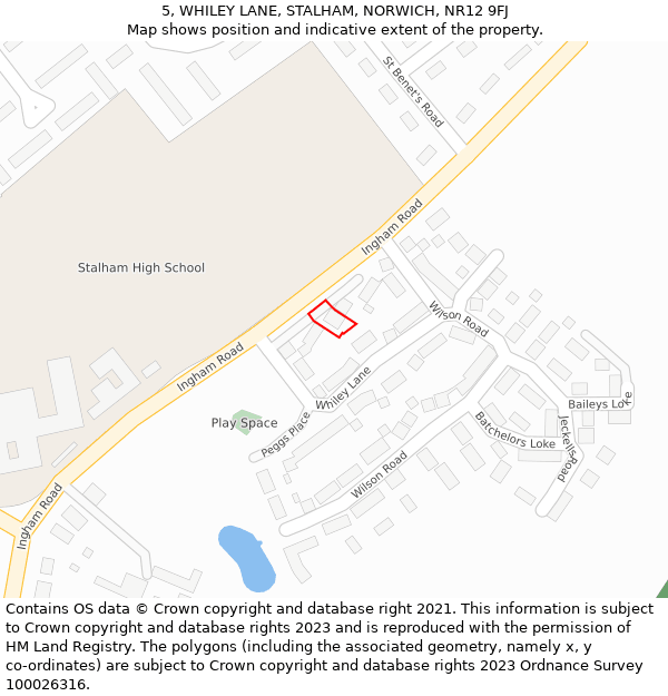 5, WHILEY LANE, STALHAM, NORWICH, NR12 9FJ: Location map and indicative extent of plot