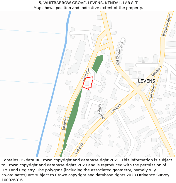 5, WHITBARROW GROVE, LEVENS, KENDAL, LA8 8LT: Location map and indicative extent of plot